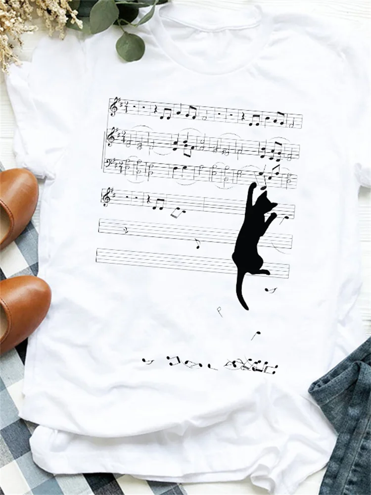 Funny Cats Sheet Music Graphic T Shirt