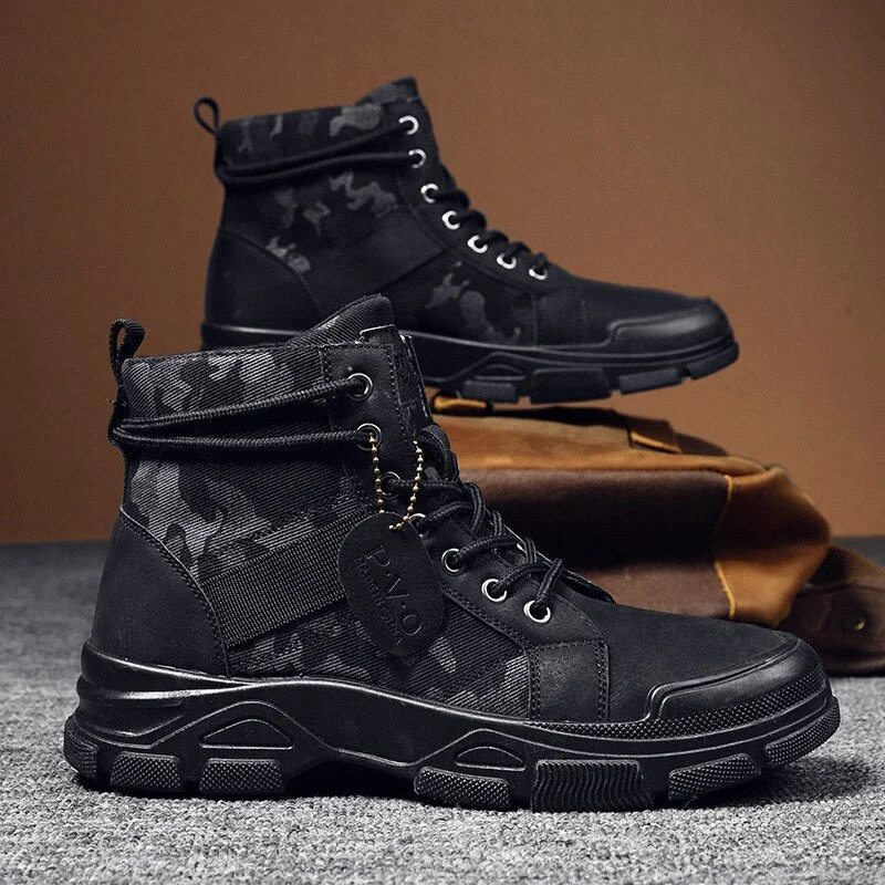 Top Quality Canvas Men Boots Lace Up Male Canvas Shoe Ankle Botas Cowboy Motorcycle Boots Fashion Military Desert Palladium2021