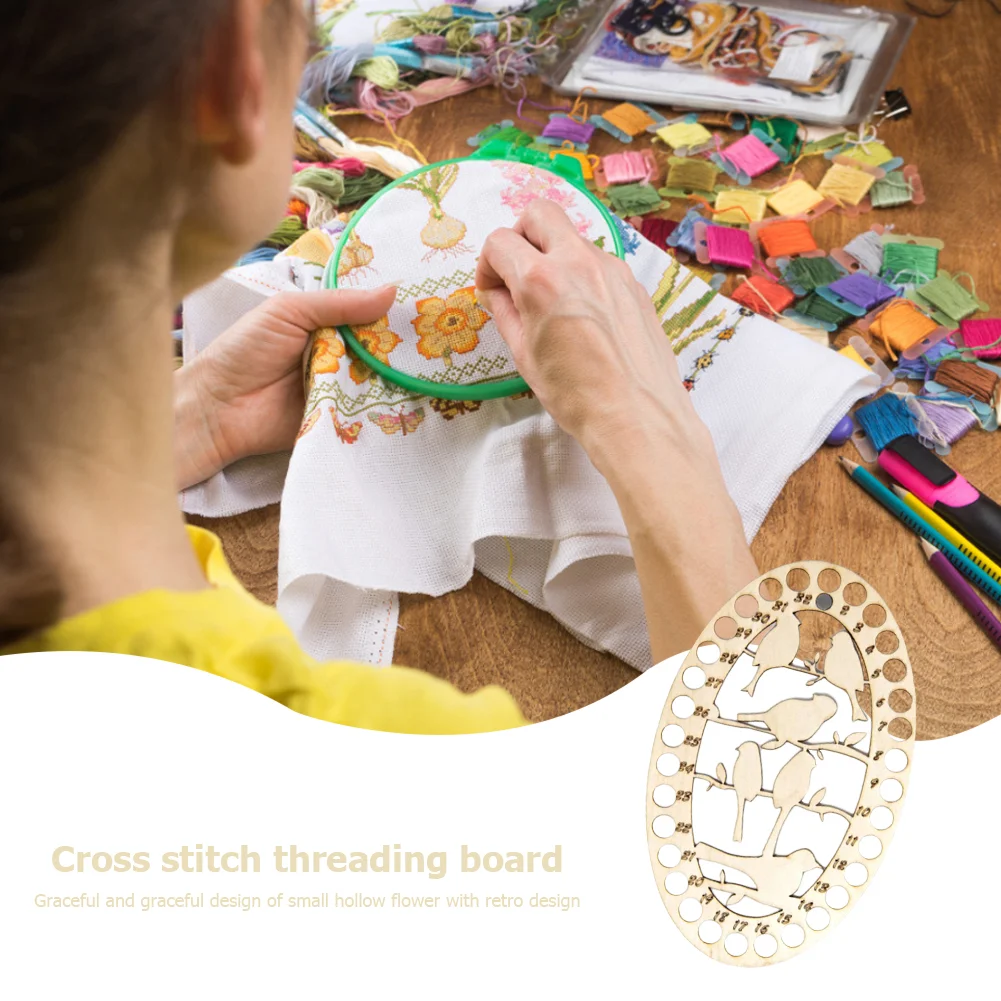 32 Positions Embroidery Thread Organizer Wood Cross Stitch Row Line Holder(12.5*20cm)