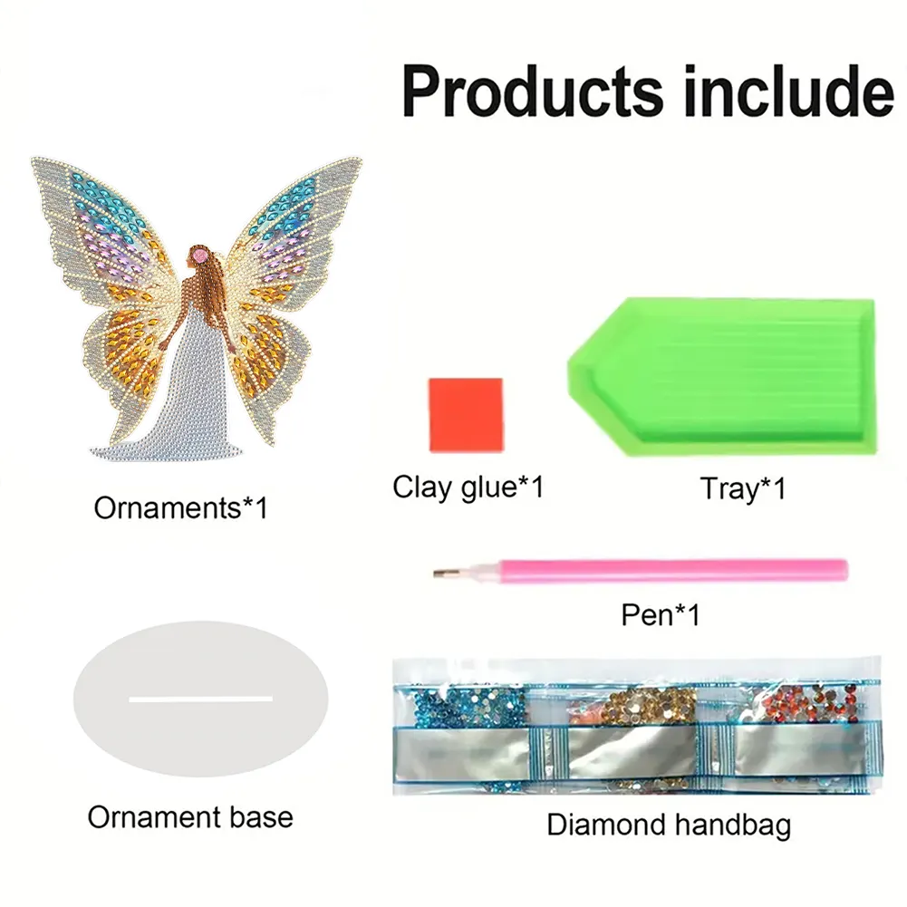 DIY Butterfly Girl Special Shape Acrylic Desktop Diamond Art Kits for Home Office Decor