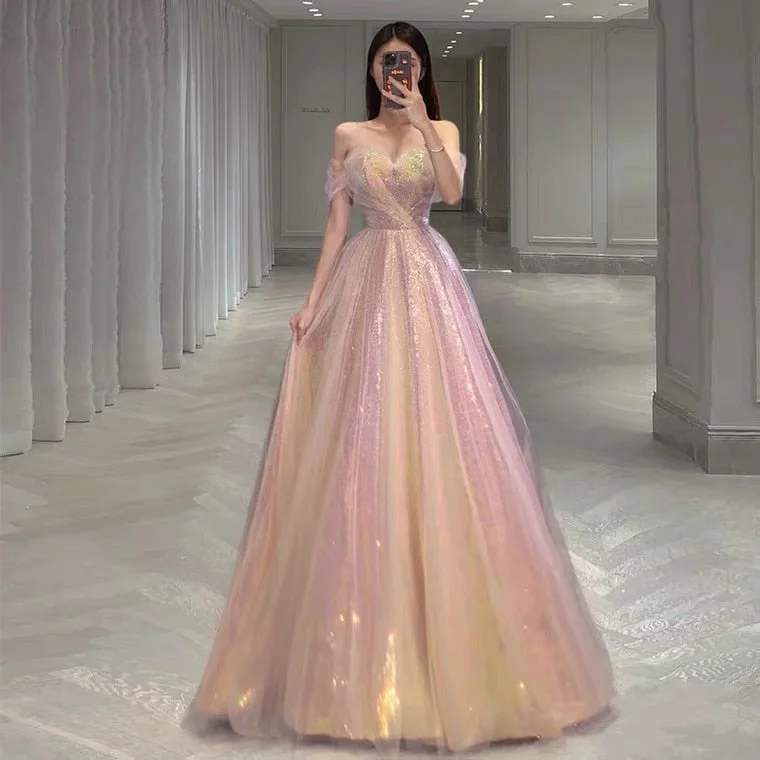 Pinky Sparkle Dreamy Prom Dress - Pink