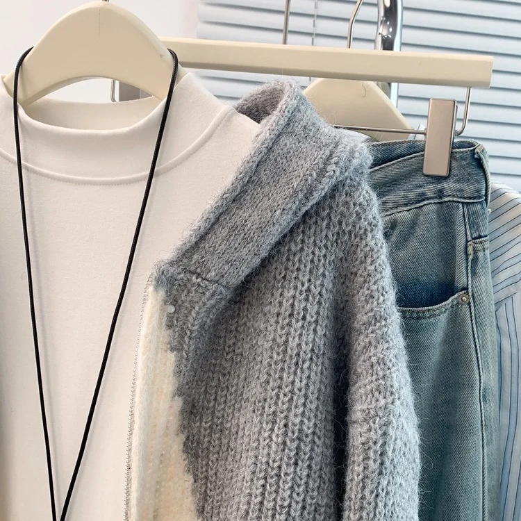 Athvotar Athvotar Design Sense Of The Star Short-Sleeved Hooded Knitted Sweater Women's Autumn And Winter Slim Clothes