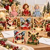 12Pcs DIY Pearl Diamond Painting Christmas Cards, 3D Greeting Card Craft Kits with Resin Pearls, Handmade Holiday Cards for Adults, Christmas Gifts & Decorations
