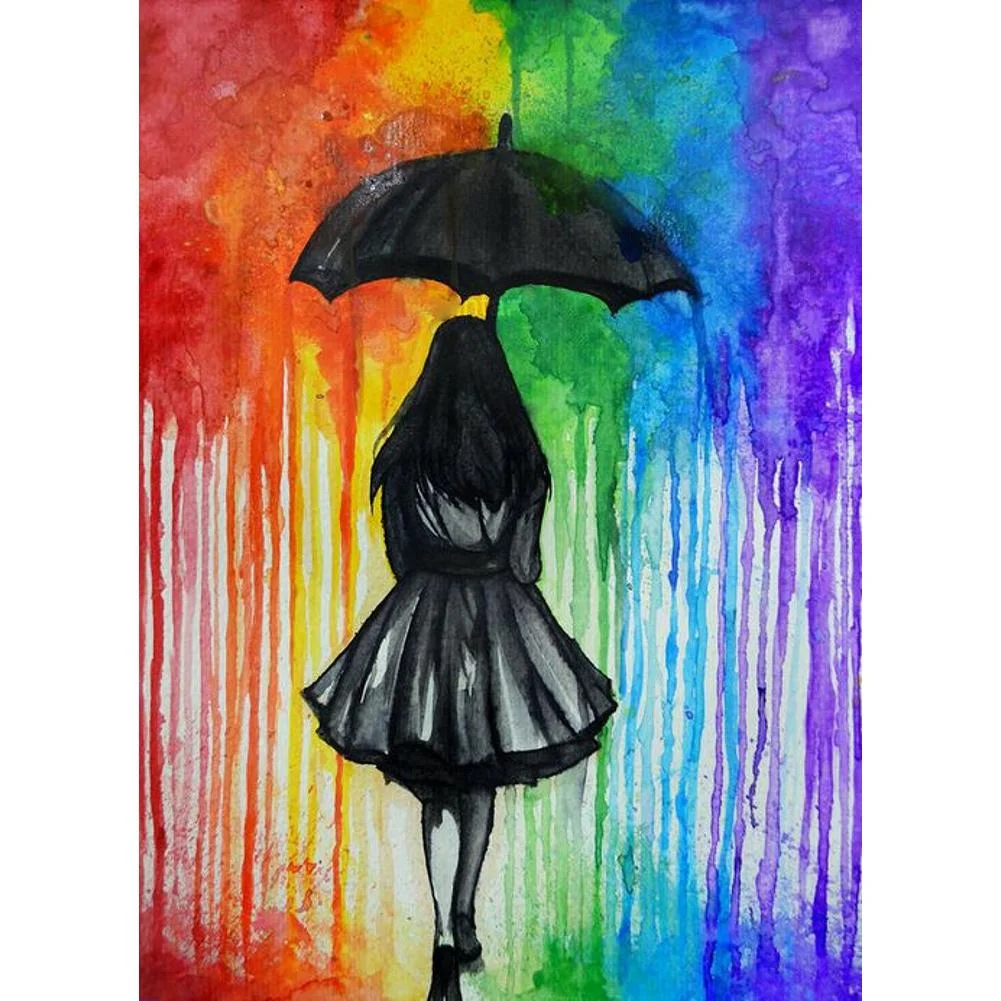Full Round Diamond Painting Girl Holding an Umbrella (40*30cm)