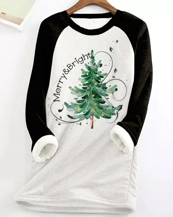 Christmas Fleece Warm Base Regular Stitching Crew Neck Sweatshirt-