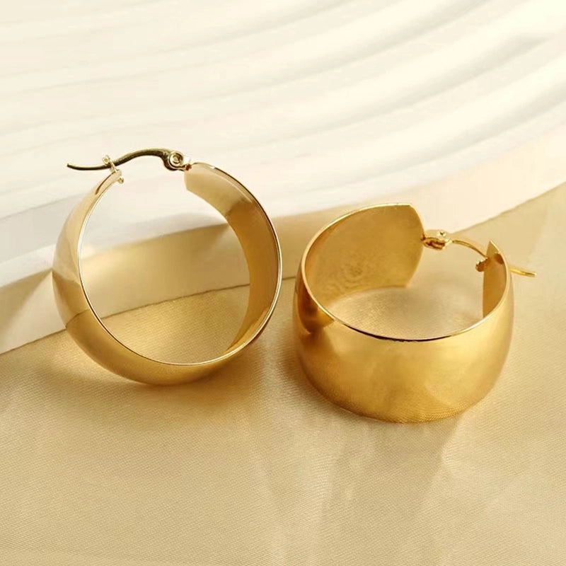 1 Pair Elegant Minimalist Solid Color 304 Stainless Steel 18K Gold Plated Stainless Steel Earrings