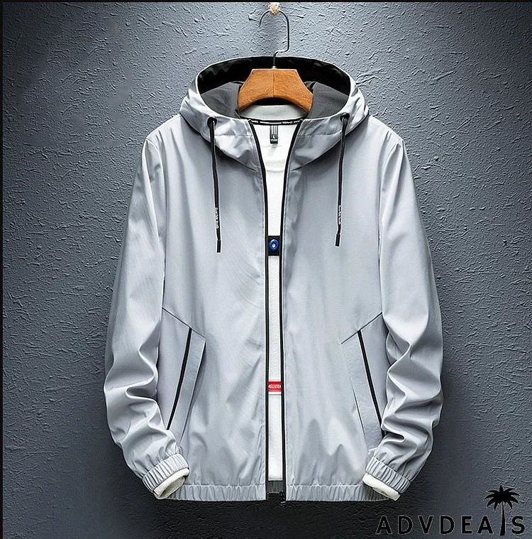 Men Plus Size Casual Long Sleeve Hat Rope Pocket Design Hooded Zipper Coat