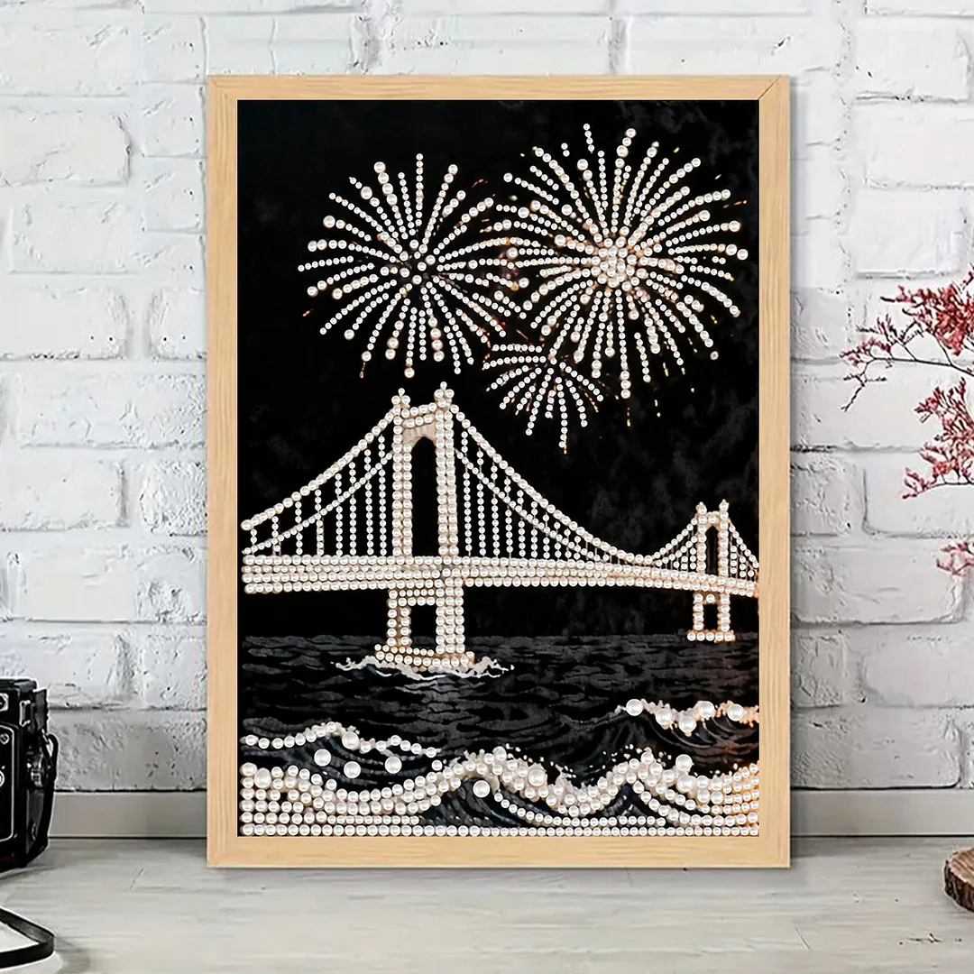 Bridge DIY Pearl Painting Art Kits Pearl Gem Paintings Picture Arts Craft 30x40cm for Adults Beginners Home Wall Decor No Frame