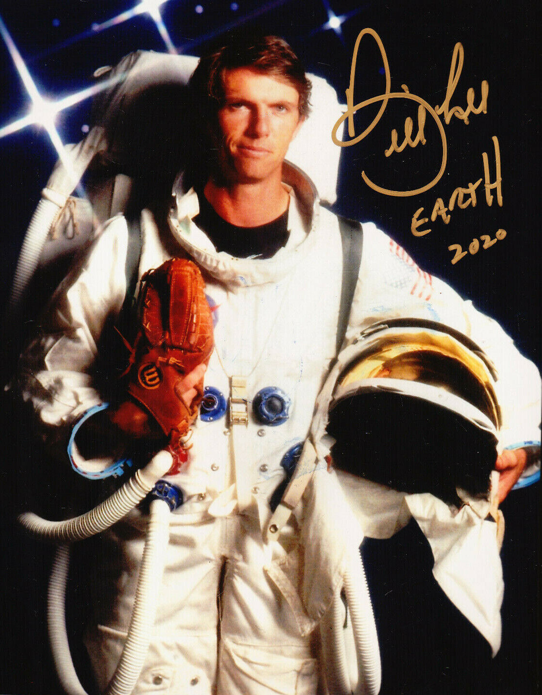 BILL SPACEMAN LEE AUTOGRAPH SIGNED 8X10 BOSTON RED SOX IN SPACESUIT COA EARTH 20