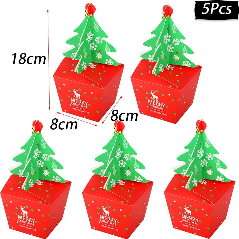 Christmas Gift Merry Christmas Candy Boxes Bags Christmas Santa Snowman Gift Box Paper Box Gift Bags Container Supplies Natal Noel Kerst 2021