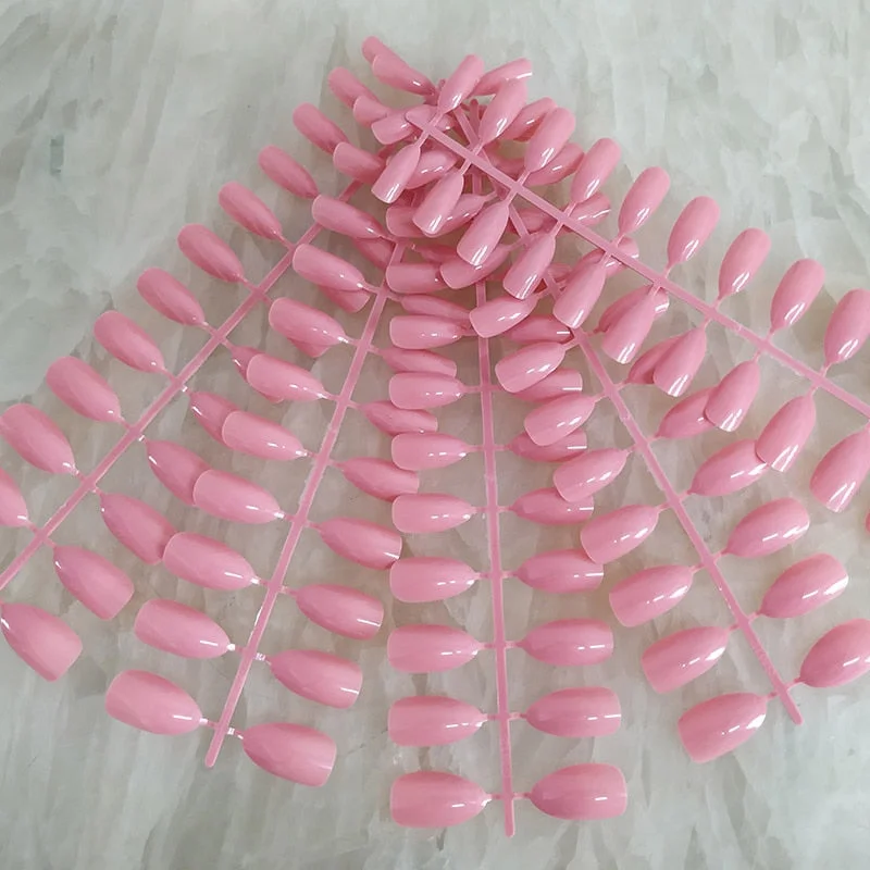 18 Colors Full Cover Stiletto Fake Nails Short Sharp Pointed False Nail Art Tips Acrylic Almond Nails Press On Nail Art Designs-Nail Inspo