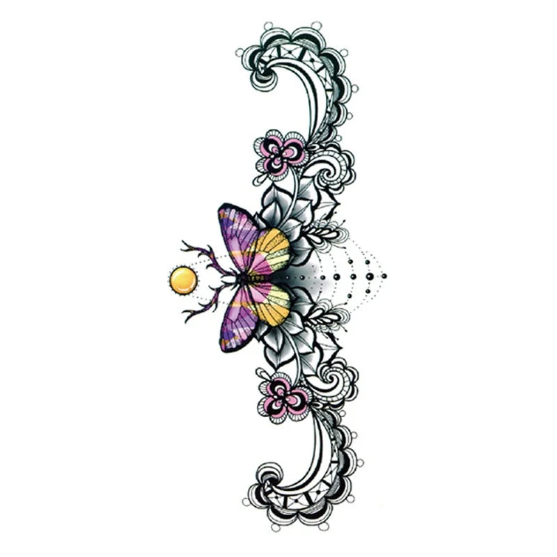 New Temporary Tatoo for Women Sexy Chest Waist Stickers Clavicle Big FakeTattoo Art Deco Beauty Scar Waterproof Tattoo Stickers