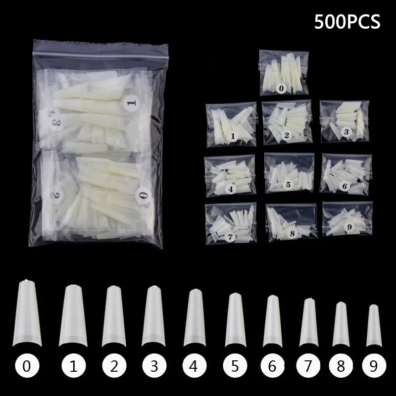 500pcs French Natural Transparent False Nail Art Tips Coffin False Nails Tips Acrylic UV Gel Nail Polish Manicure Press On Nails