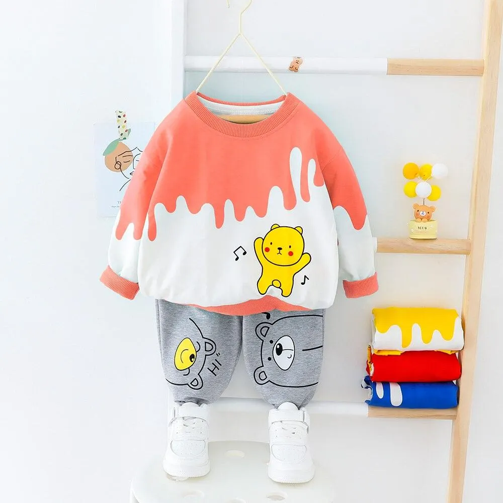 Fashion Baby Clothes Boys Set Cartoon Cute T-shirt + Harem Pants Suit 2021 Spring 2 PCS Children O-neck Fall Costume