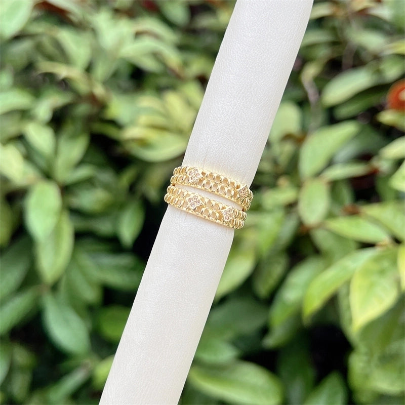 Copper 18K Gold Plated Geometric Zircon Open Rings