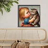 Diamond Painting-DIY Full Round Drill Girl Cat(40*40 CM)