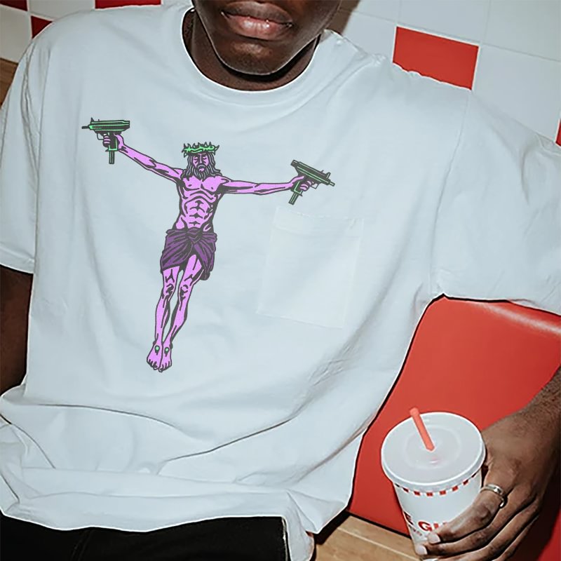 Skeleton graphic print loose T-shirt -  