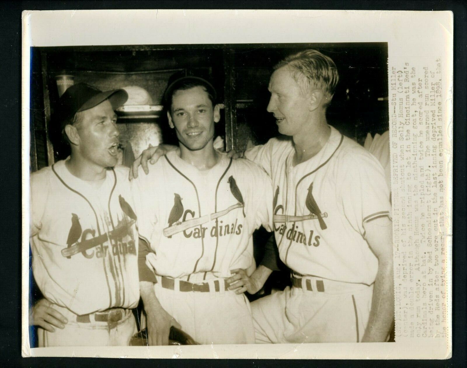 Stu Miller Solly Hemus & Red Schoendienst 1952 Press Photo Poster painting St. Louis Cardinals