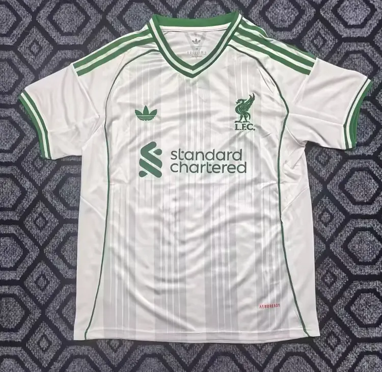 2025-26 Liverpool Special Edition White and Green Jersey - Fan Edition