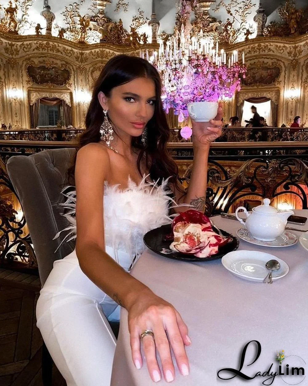 Spring Summer Feather Strapless Sexy Fashion Jumpsuit