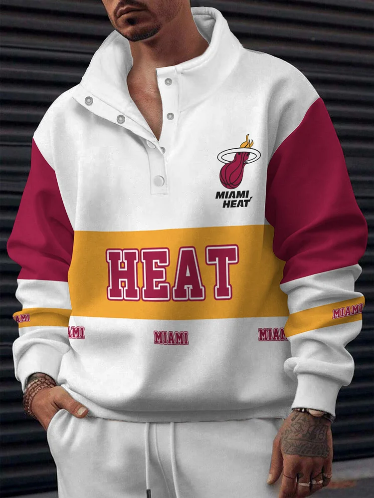 Miami Heat  2025 New Design Casual Snap Mockneck Pullover