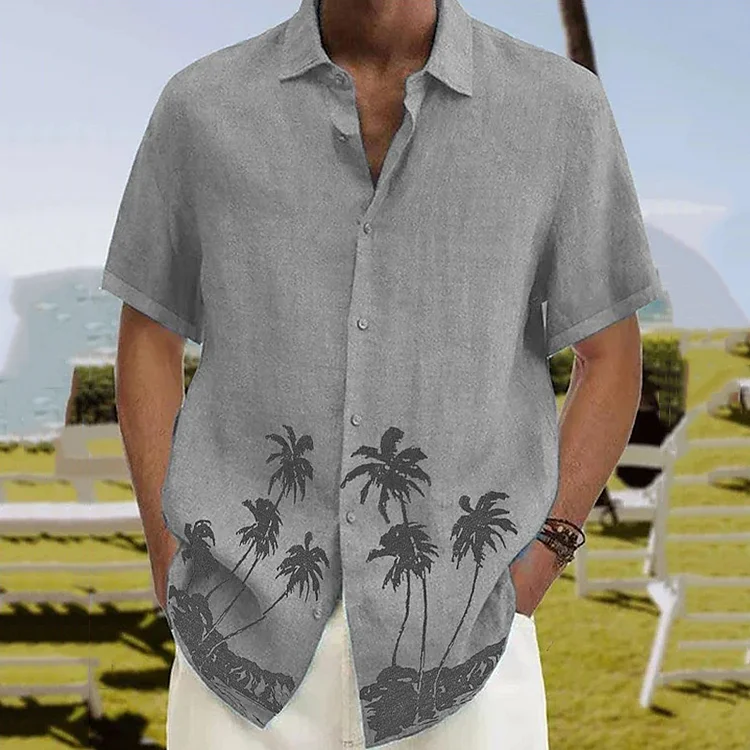 BrosWear Men's Holiday Style Coconut Print Short Sleeve  Shirt