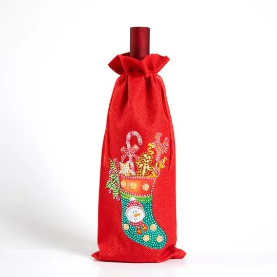 DIY Diamond Painting Xmas Wine Bottle Bag - Christmas Stocking