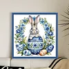 (Stamped/Counted) Blue And White Porcelain-Rabbit Easter Egg-11CT Cross Stitch 40*40cm/15.75*15.75in