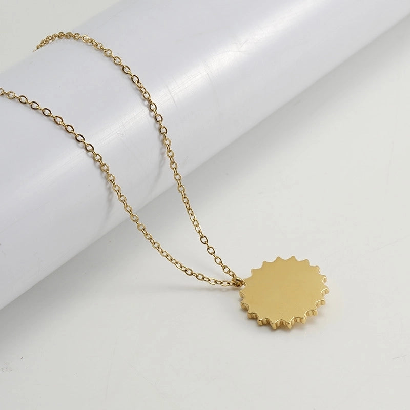 Retro Round 304 Stainless Steel Turquoise 18K Gold Plated Inlay Stainless Steel Necklaces