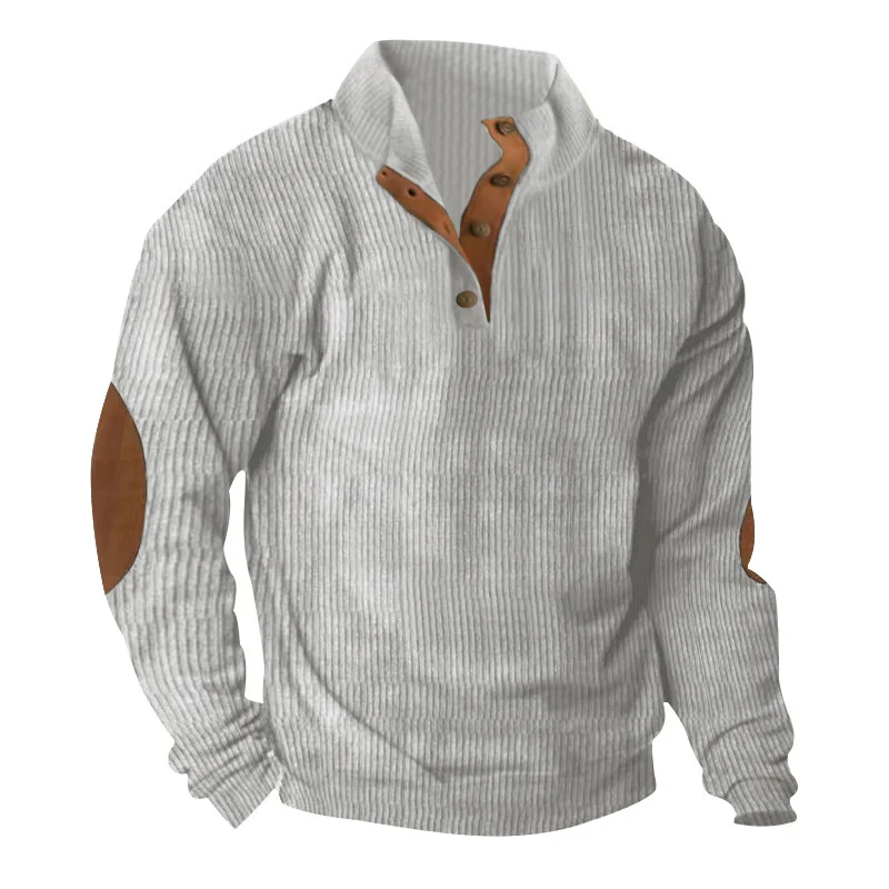PASUXI Factory Men's Outdoor Jacket Corduroy Casual Quarter Zip Turtleneck Long Sleeve Pullover Shirt Outerwear Hoodie