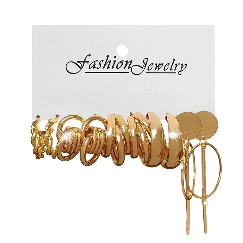 Retro Round Alloy Plating Artificial Pearls Women’s Earrings Ear Studs 6-piece Set