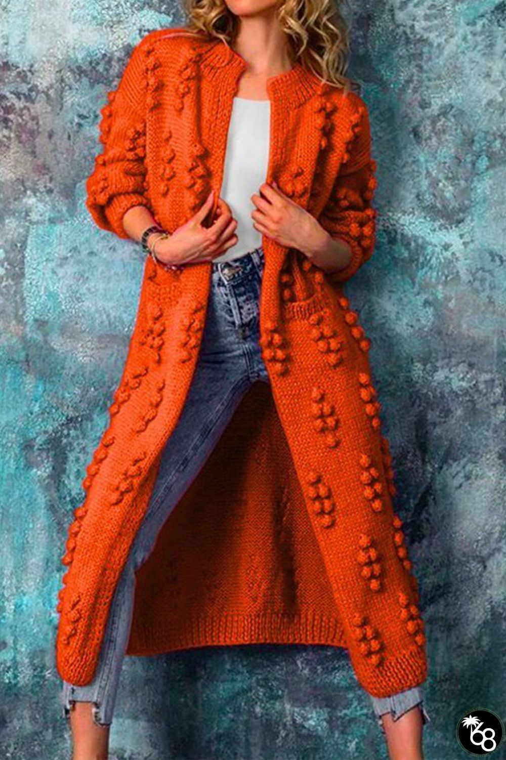Orange Casual Solid Cardigan Outerwear | 168DEAL