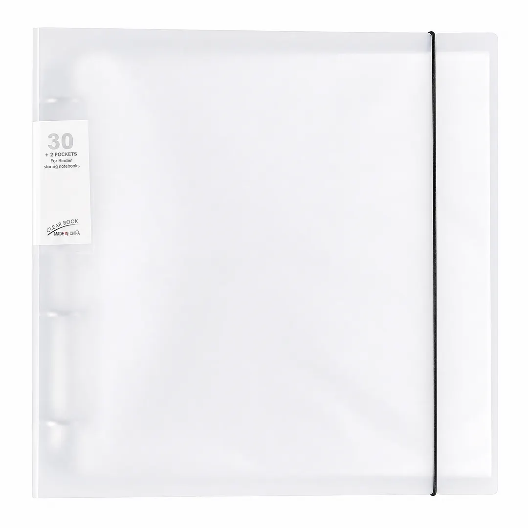 Ring Binder File Folder with Snap Button&50Pcs Inner Pages Transparent Refillable Organizer Waterproof Loose Leaf Sheet Protector for Enhanced Document Organization