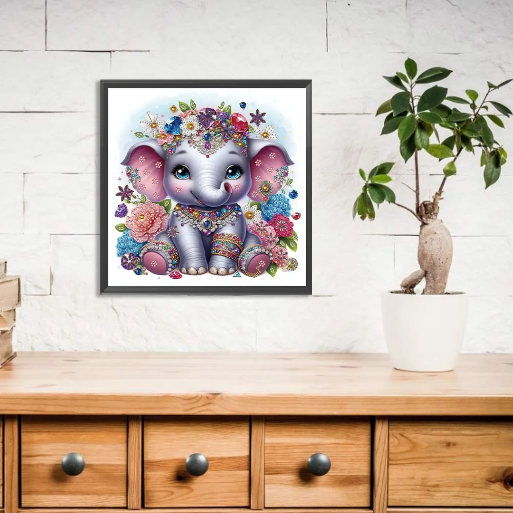 Diamond Painting - Partial Special Shaped Drill - Jewelry Elephant(Canvas|30*30cm)
