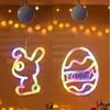Easter Window Lights 2 Pack Easter Egg and Bunny Shaped Battery Operated Indoor Lights Holiday Decorations for Indoor Outdoor Party Decor