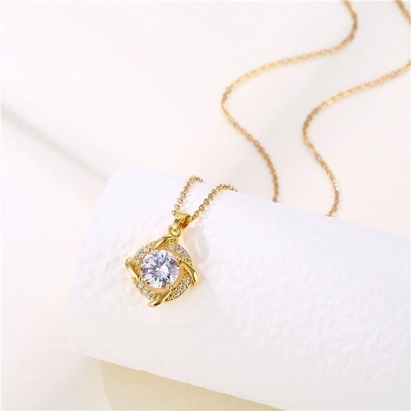 Stainless Steel Titanium Steel 18K Gold Plated Shiny Plating Inlay Rabbit Angel Snake Zircon Pendant Necklace