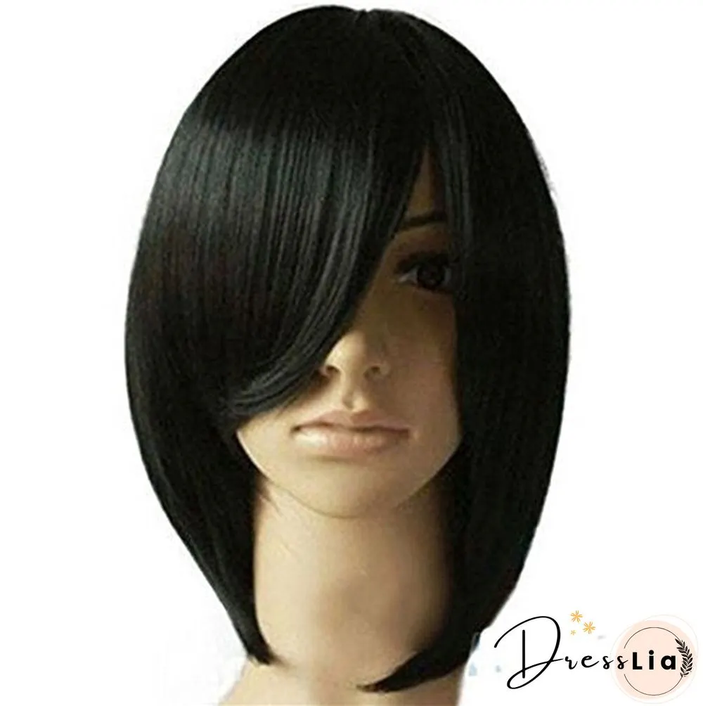 Bobo Side Split Middle Split Bangs Short Straight Hair Black Light Brown Medium Long Hair Set