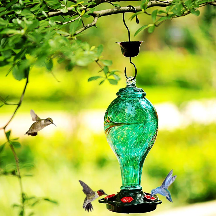 Shops Blown Glass Handcrafted Little Hummingbird Feeder