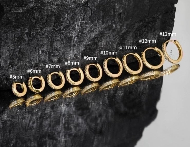 1 Pair 925 Sterling Silver Zircon Geometric Hoop Earrings