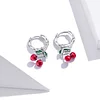 925 Silver Cherry Pendant Hoop Earrings