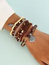 Bohemian Resort Style Shell Wood Multilayer Bracelet Set