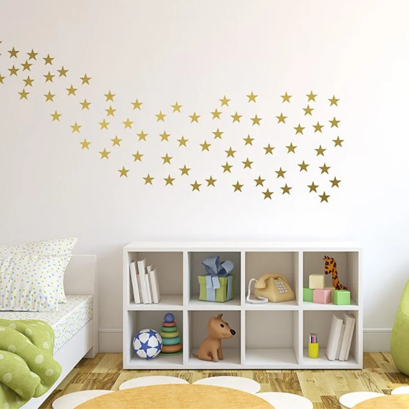 Sdrawing Silver Stars Wall Stickers for Kids Room Baby Nursery Room Decoration DIY Art Stickers Wall Decals Home Decoration Bedroom