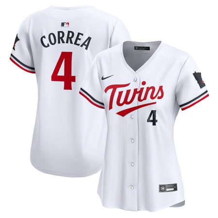 Women's Minnesota Twins #4 Carlos Correa  White Home Limited Player Jersey