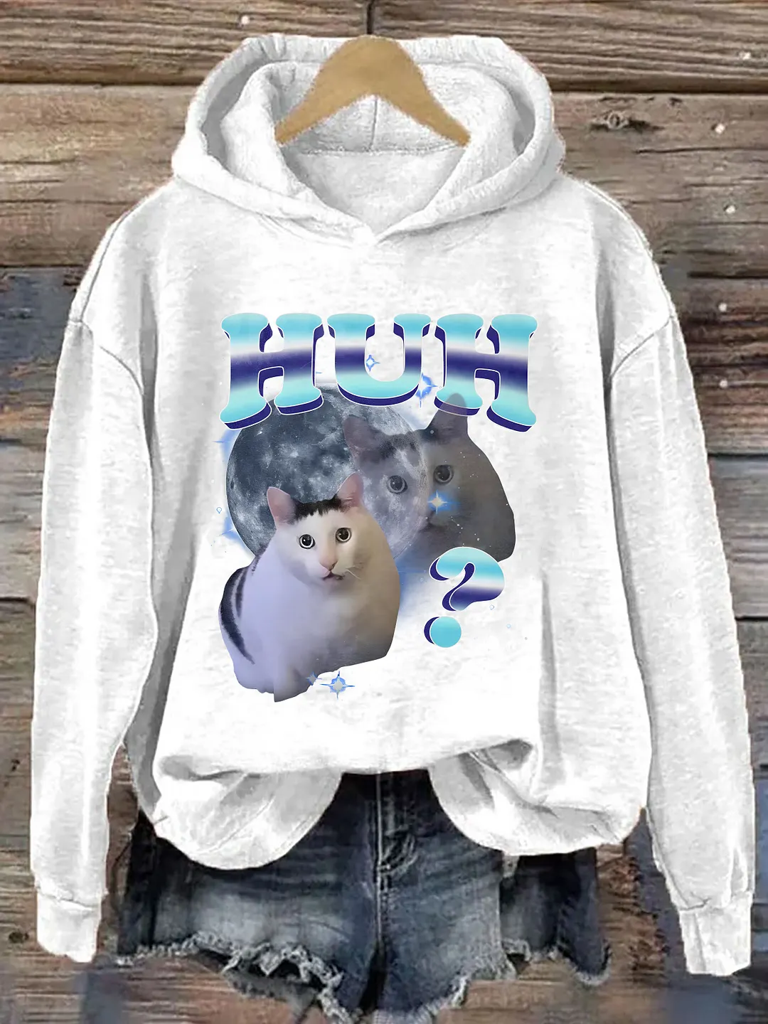 HUH Funny Cat Meme Hoodie