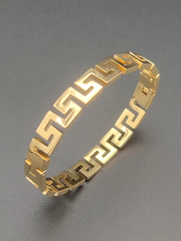 Greek Key Titanium Steel Bracelet