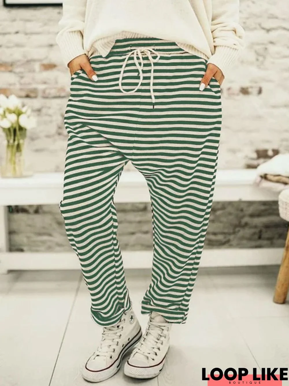 Striped Cotton Loose Bottoms