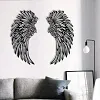 ✨Ailes d'ange noir Art des ailes en m&eacute;tal d&eacute;coration Murale avec lumi&egrave;res LED
