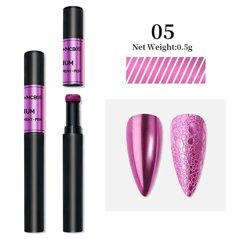 Nail Art Glitter Solid Mirror Powder Air Cushion Magic Pen Effect Chrome Pigment For Decorations UV Gel Polish Dust Accessories-Nail Inspo