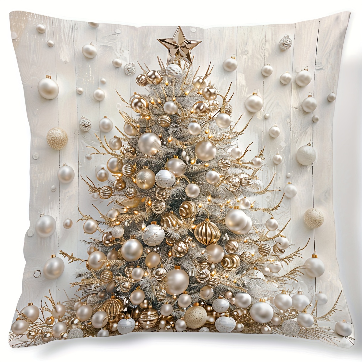 1pc Contemporary Christmas Tree Digital Print Throw Pillow Cover, Hand Wash Only, Zipper Closure, Woven Polyester, Versatile Room Decor - 17.7\
