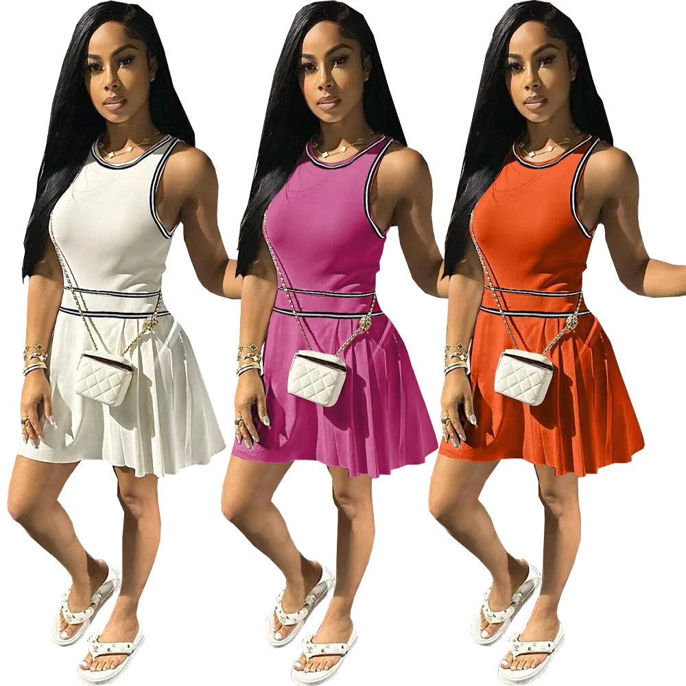 Fashion Sports Tennis Pleated Sleeveless Tank Top Women's Dress | IFYHOME